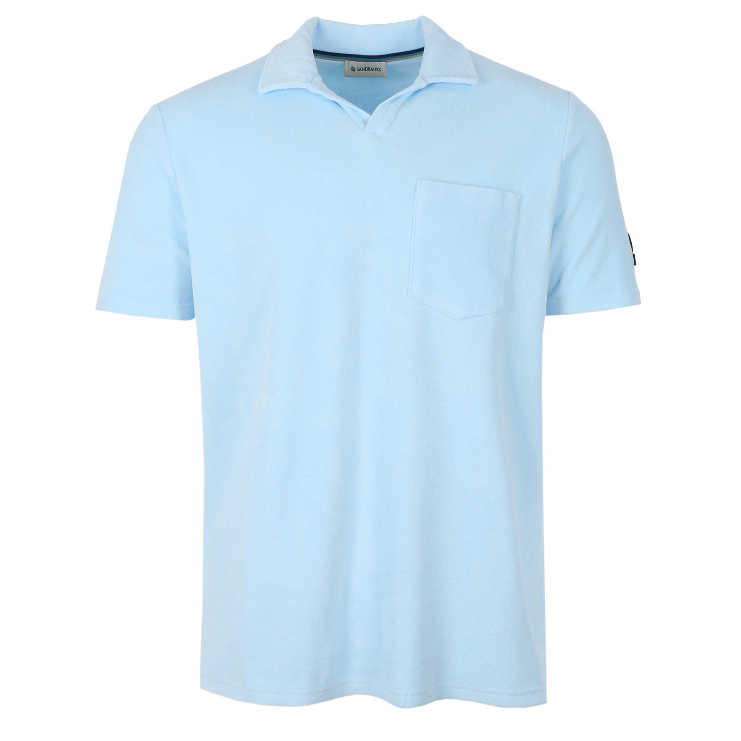 Sandbanks Resort Terry Towelling Polo Shirt in Crystal Blue Sandbanks Resort Terry Towelling Polo Shirt in Crystal Blue