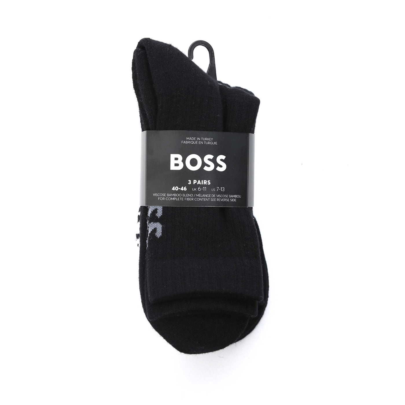 BOSS 3P QS Rib Logo VI Bamboo Sock in Black & White Pack