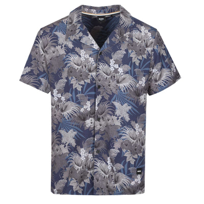 BOSS Beach Shirt in Medium Brown Navy