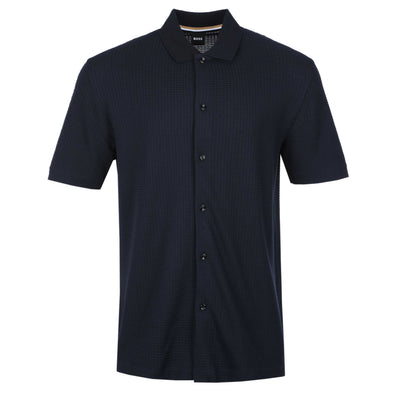 BOSS C Palladio 120 Knitted SS Shirt in Dark Blue