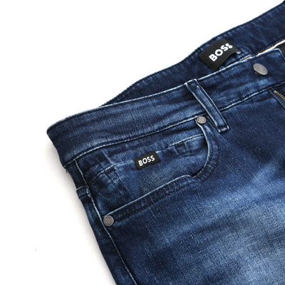 BOSS H Delaware Jean in Dark Blue Denim Logo