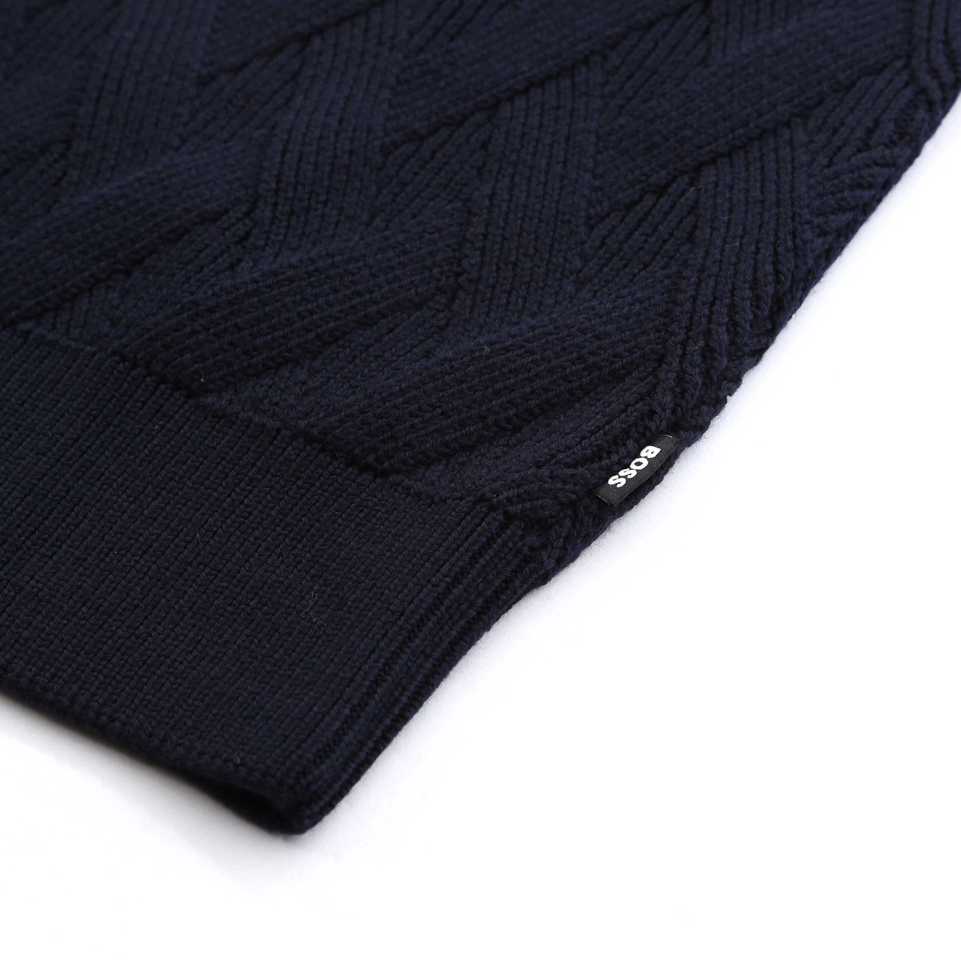 BOSS H Elfredo Knitwear in Dark Blue Logo Tab