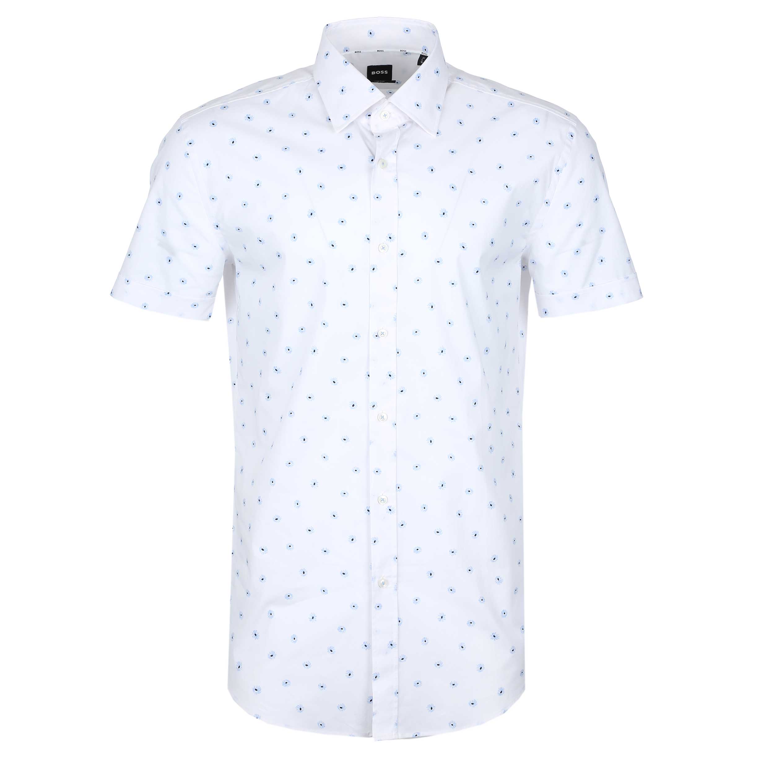 BOSS H Hank Ken SH C1 242 SS Shirt in White Blue