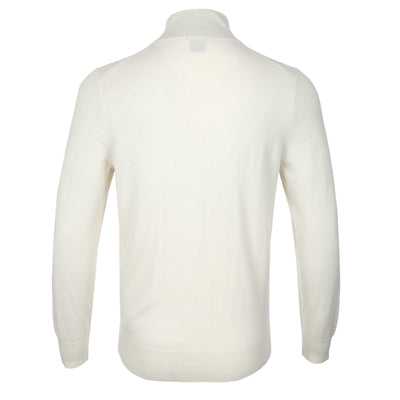 BOSS H Hemarlo Quarter Zip Knitwear in Open White Back