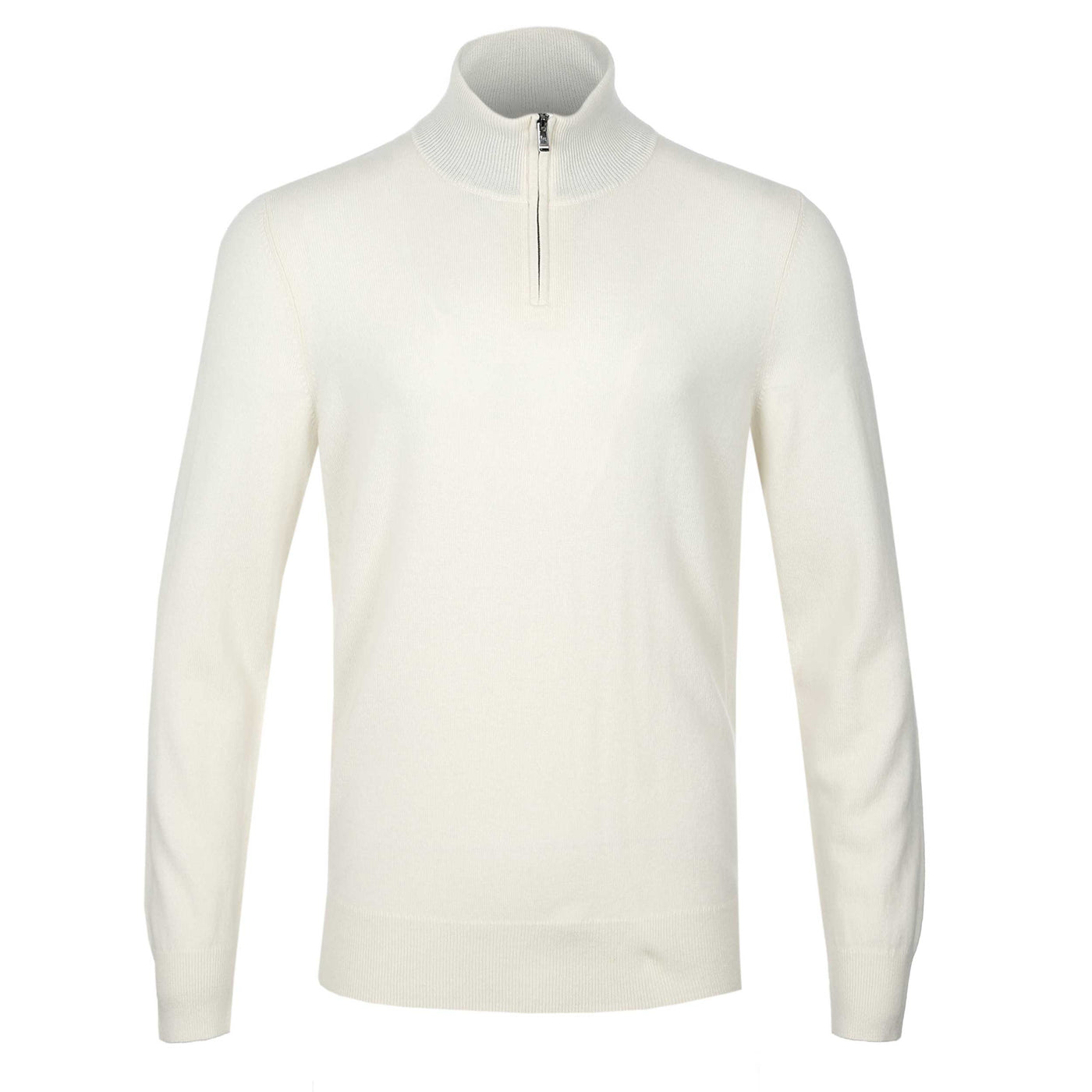 BOSS H Hemarlo Quarter Zip Knitwear in Open White