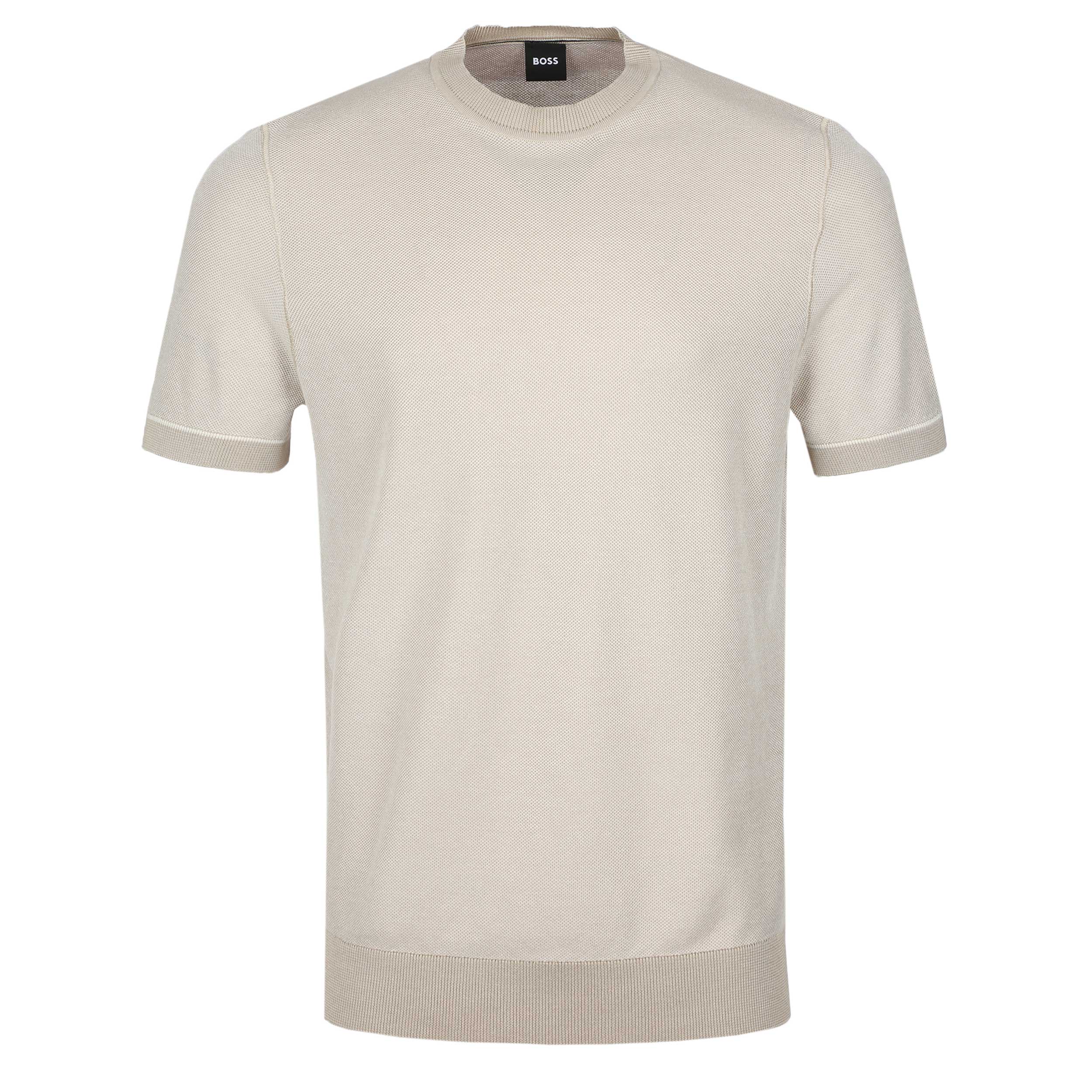 BOSS H Jianfranco Knitted T Shirt in Beige