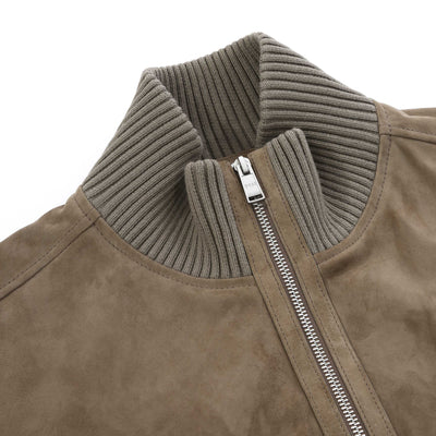 BOSS H Maparo Leather Jacket in Open Brown collar