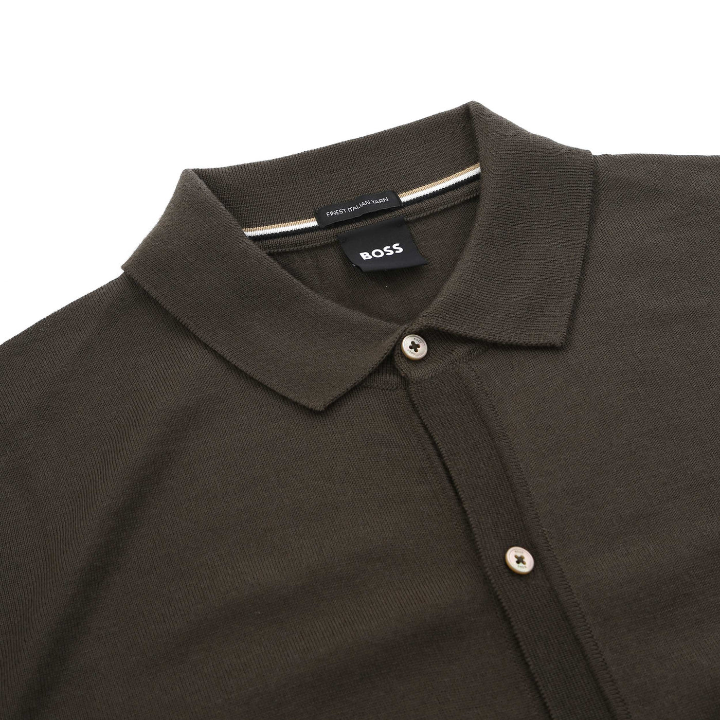 BOSS Helbert Knitwear in Khaki Collar