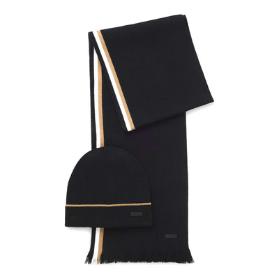 BOSS Henzo Set Hat & Scarf Set in Black