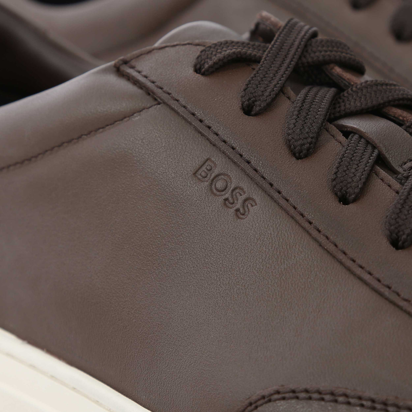 BOSS Kieran Tenn buox Trainer in Dark Brown Logo