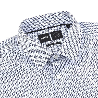 BOSS P Hank S Kent C1 222 Shirt in White Dark Blue Collar