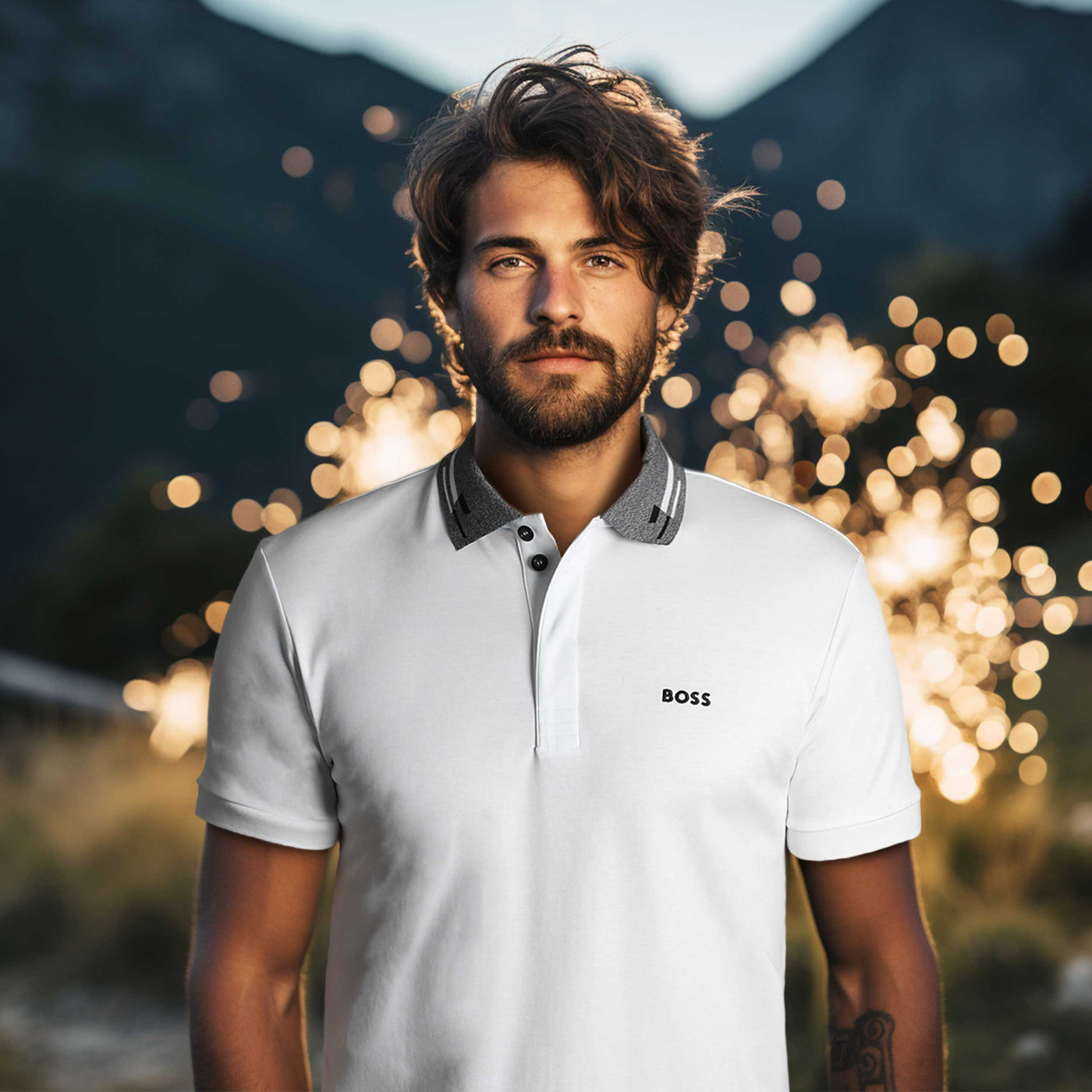 BOSS Paddy 1 Polo Shirt in White Model