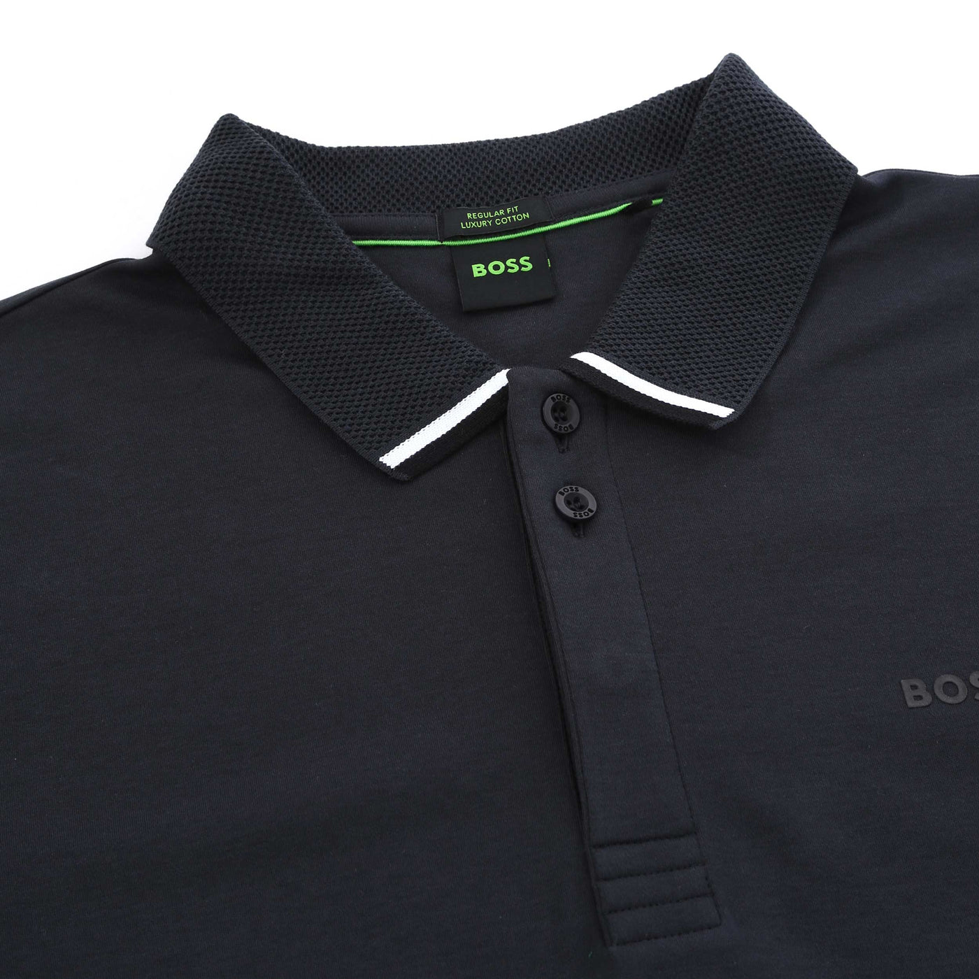 BOSS Paddy Lux Heritage Polo Shirt in Dark Blue Placket