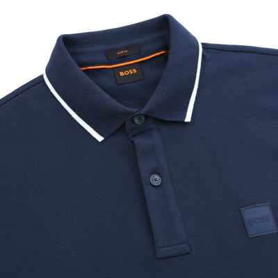 BOSS Passertip Polo Shirt in Navy Placket