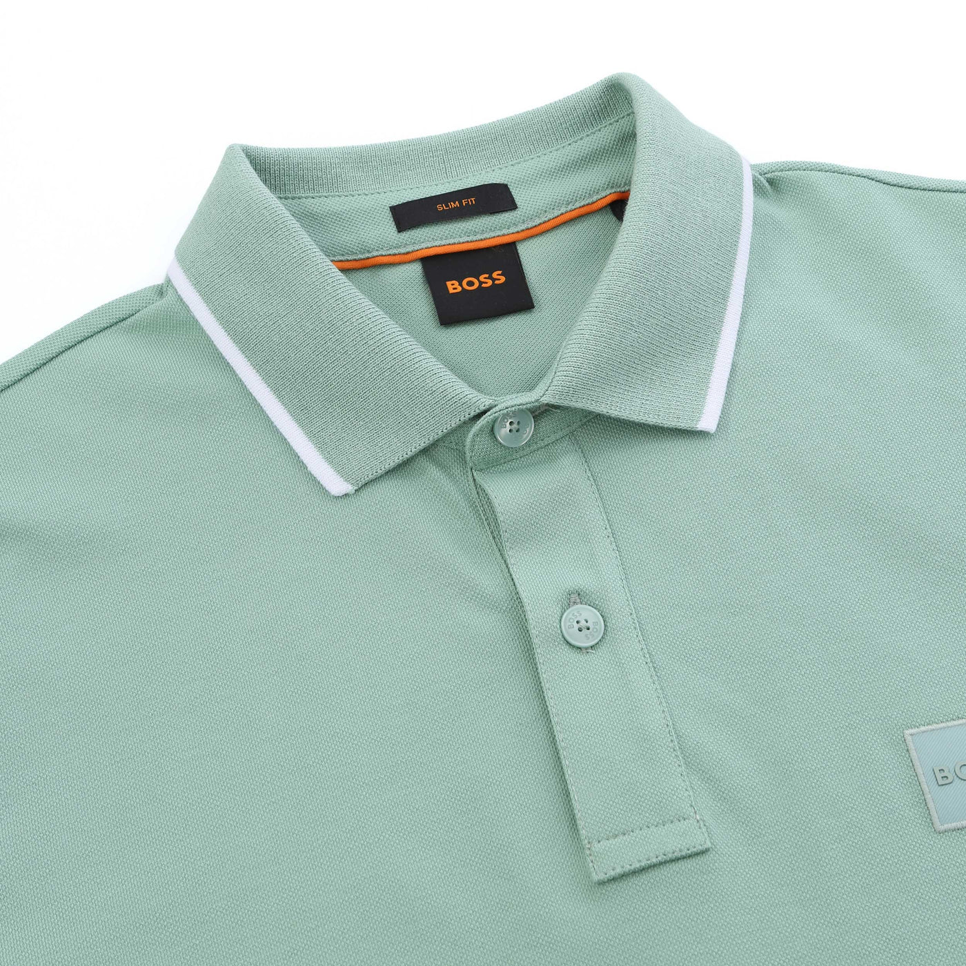 BOSS Passertip Polo Shirt in Pastel Green Placket