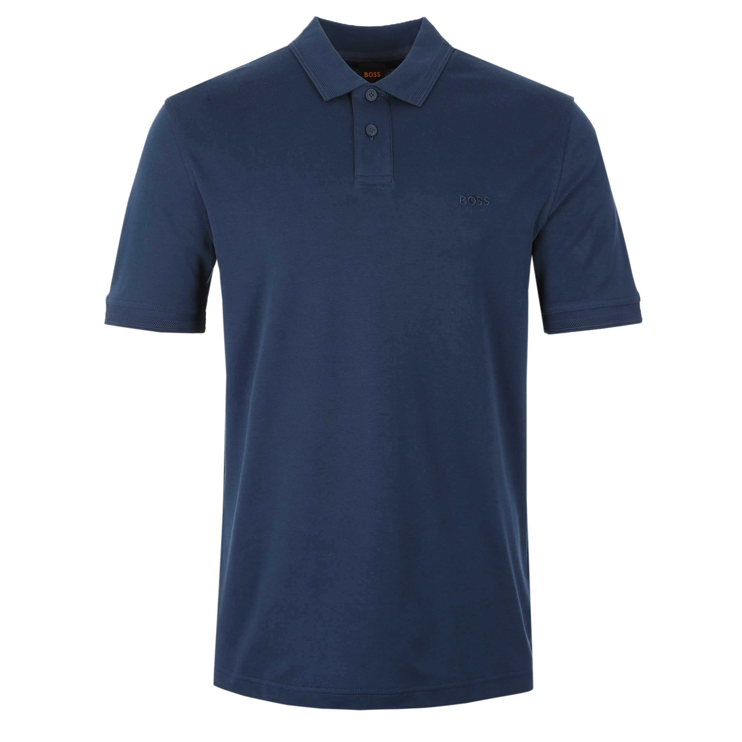 BOSS Pe Interlock Polo Shirt in Navy