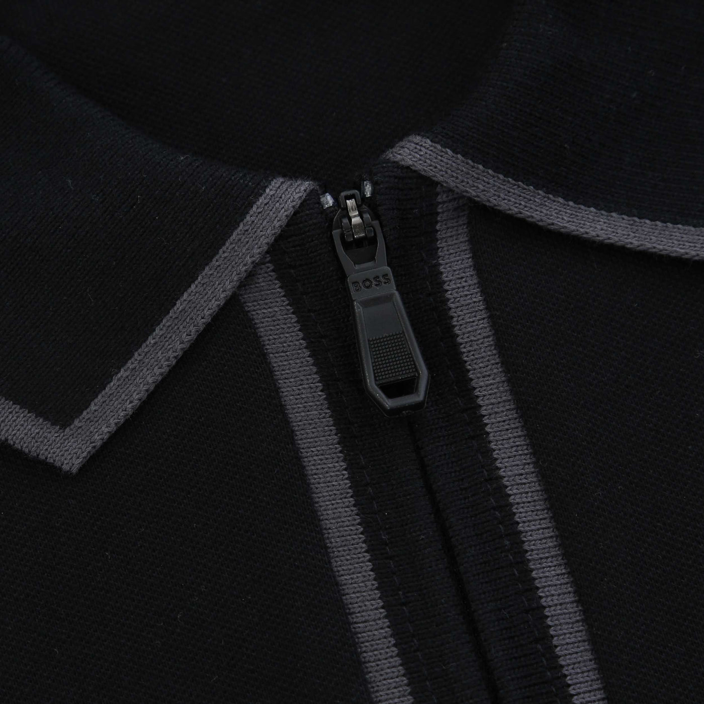 BOSS Philix Tape Polo Shirt in Black Zip