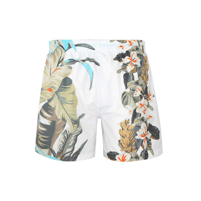 BOSS Rally Swim Short in White Floral Print Back