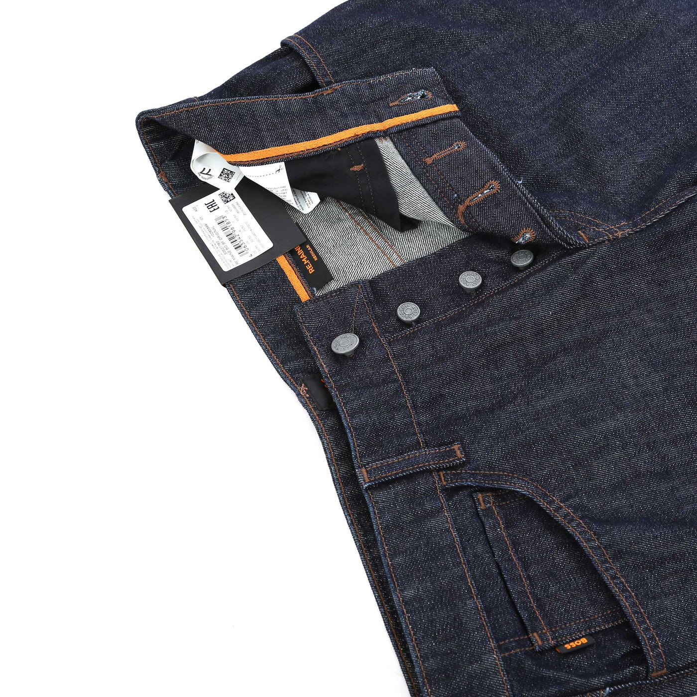 BOSS Re Maine BO BF Jean in Dark Blue Raw Denim Fly