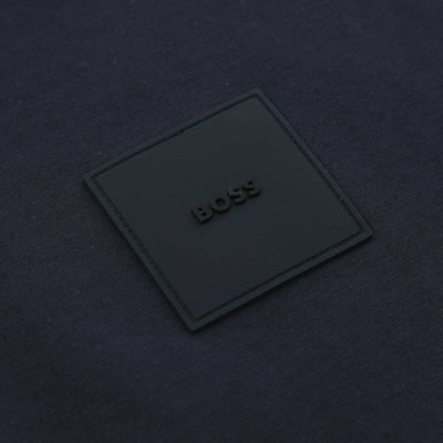 BOSS Salbo Rib Sweat Top in Dark Blue Logo