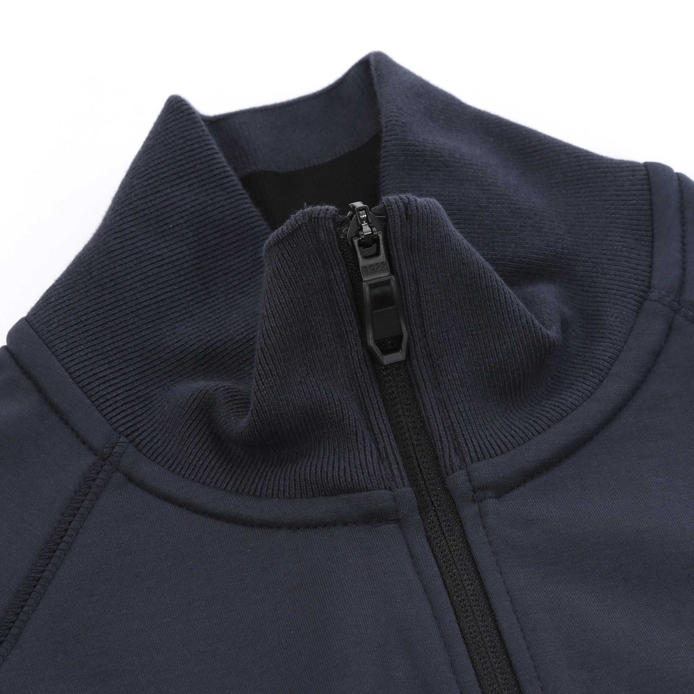 BOSS Skaz Rib Sweatshirt in Dark Blue Neck