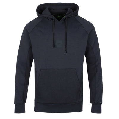 BOSS Soody Rib Hooded Sweat Top in Dark Blue