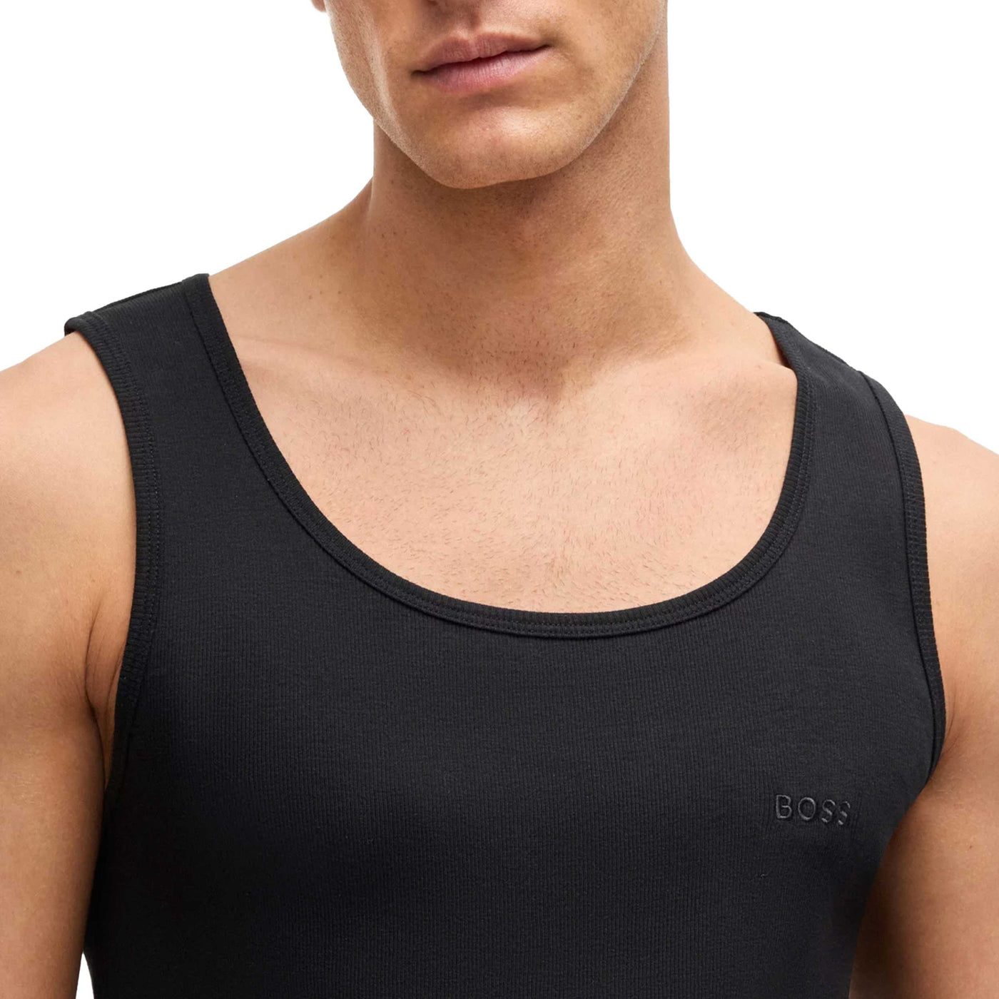 BOSS TankTop 3P Rib Classic Vests in Black Neck