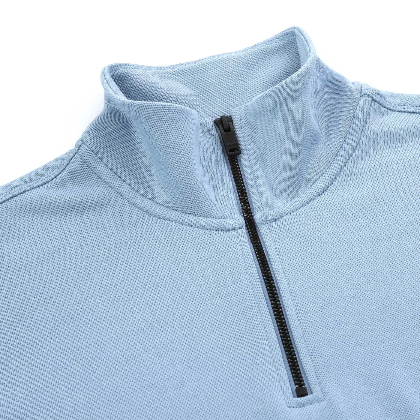 BOSS Zetrust Sweat Top in Light Pastel Blue collar