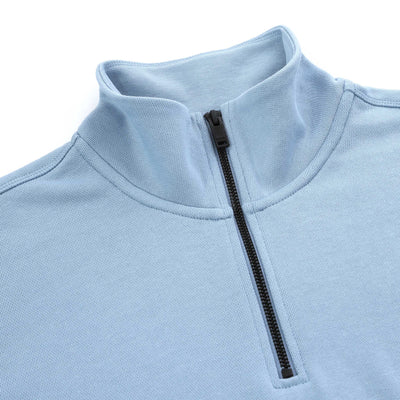 BOSS Zetrust Sweat Top in Light Pastel Blue collar