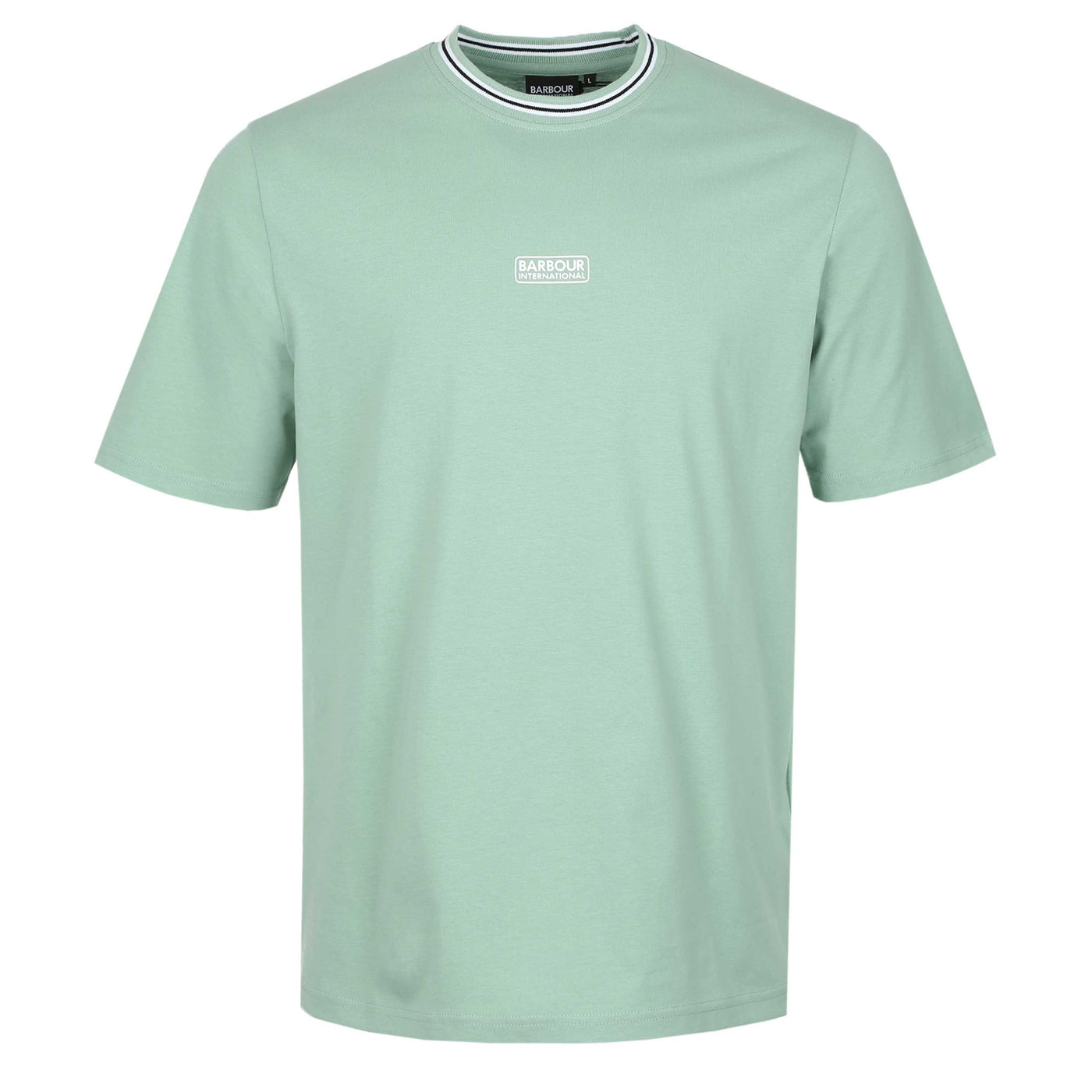 Barbour Central Logo Tipped T Shirt in Granite Green