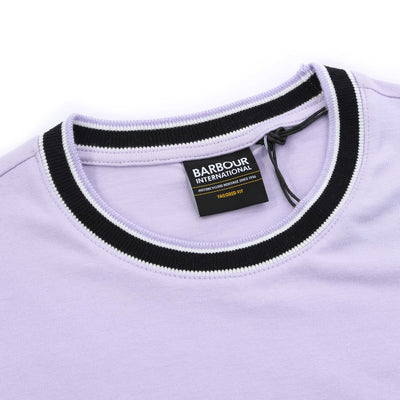 Barbour Luca Tipping Detail T Shirt in Thistle Neck