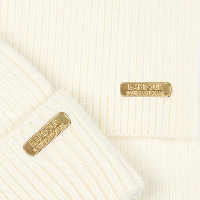 Barbour Mallory Ladies Beanie & Scarf Gift Set in Optic White Logo