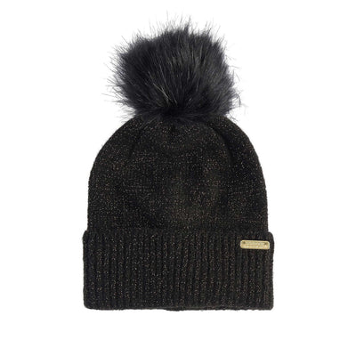 Barbour Sparkle Ladies Beanie & Scarf Gift Set in Black Hat