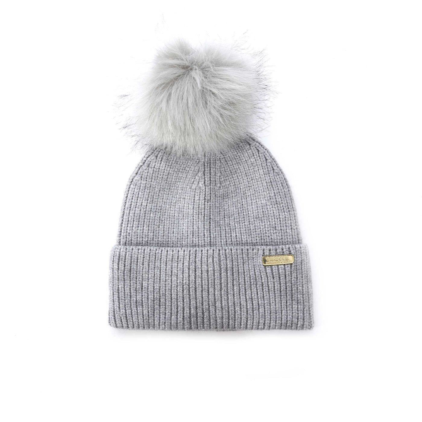 Barbour Mallory Pom Ladies Beanie Hat in Light Grey