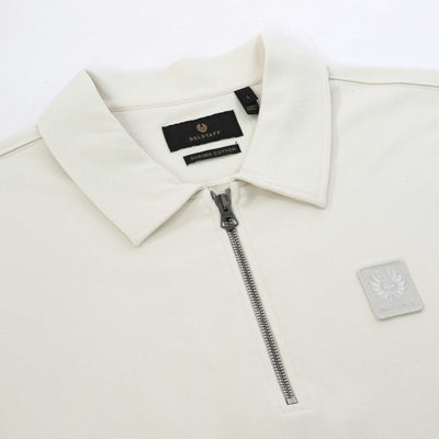 Belstaff Curator Collared Sweat Top in Silver Birch Collar