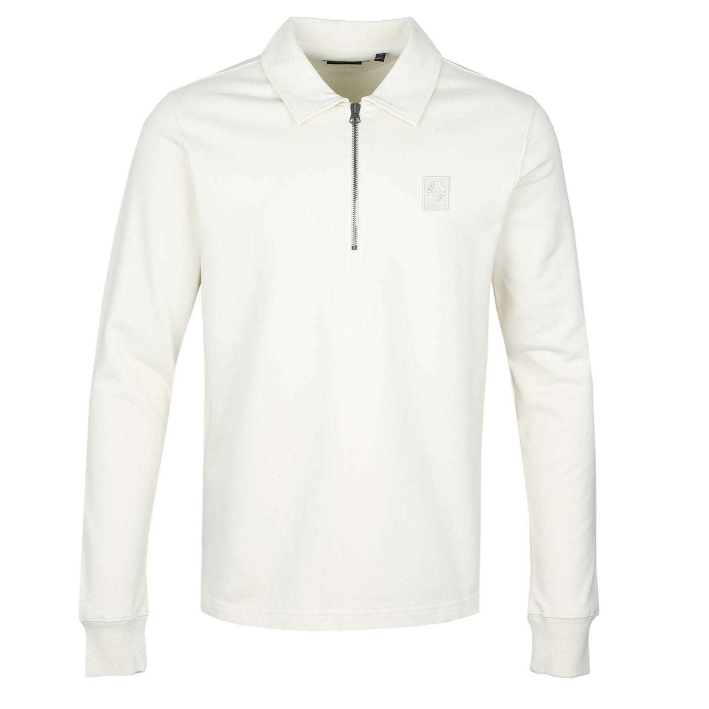Belstaff Curator Collared Sweat Top in Silver Birch