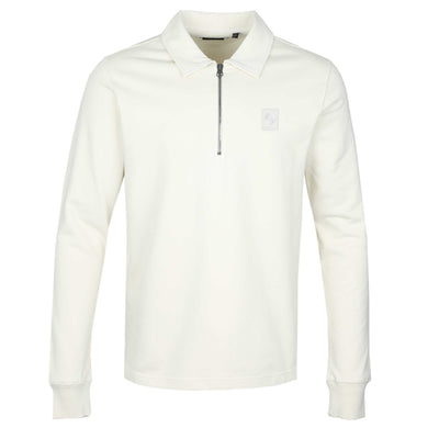 Belstaff Curator Collared Sweat Top in Silver Birch