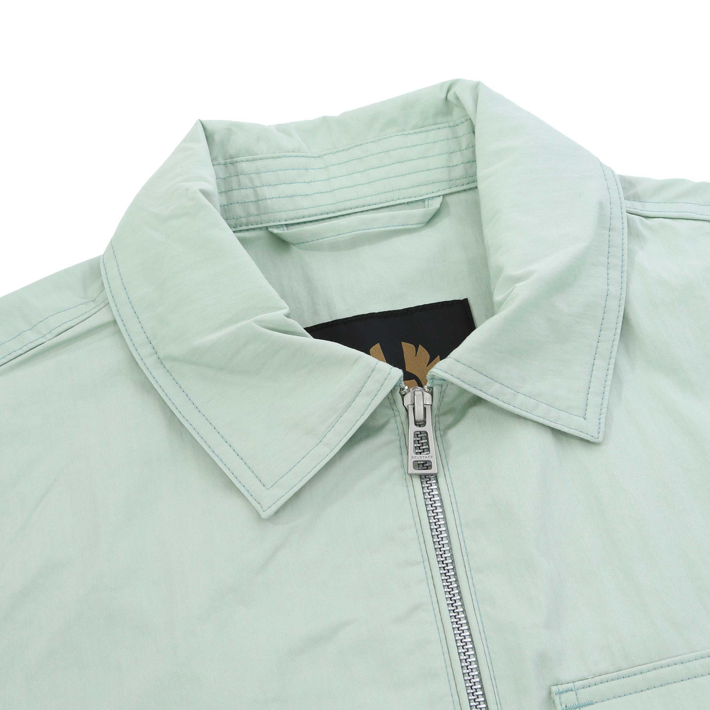 Belstaff Drome Overshirt in Breeze Green Collar