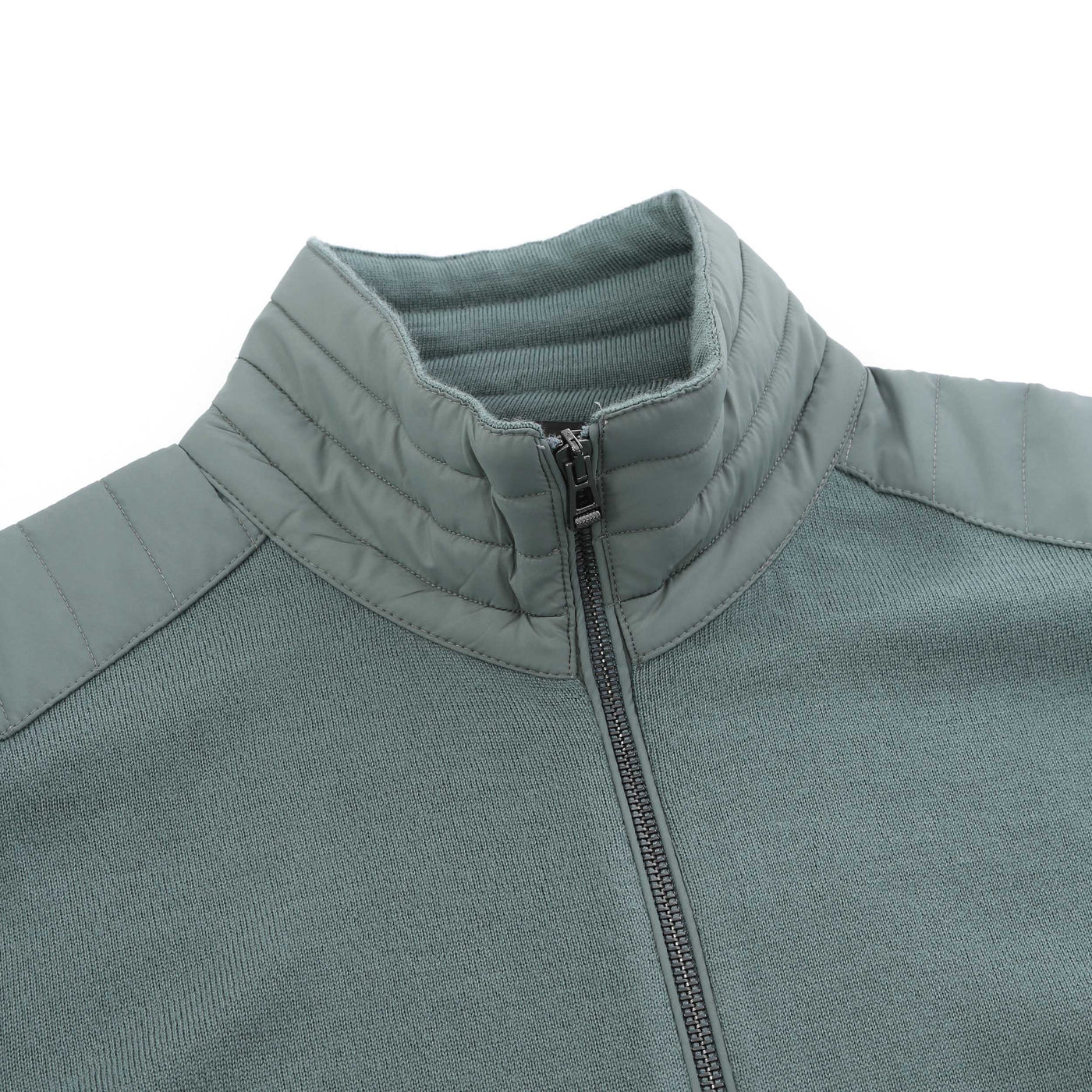 Belstaff Kelby Zip Cardigan in Mineral Green Collar