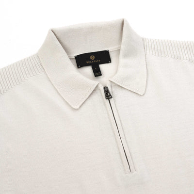 Belstaff Kyle Polo Knitwear in Silver Birch Placket