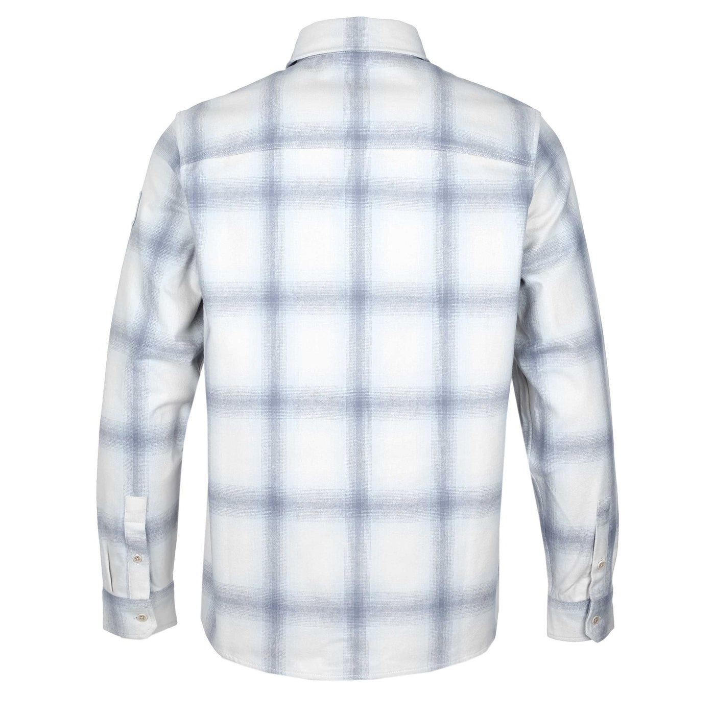 Belstaff Outpost Flannel Shirt in Silver Birch & Quarry Blue Back