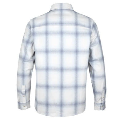 Belstaff Outpost Flannel Shirt in Silver Birch & Quarry Blue Back