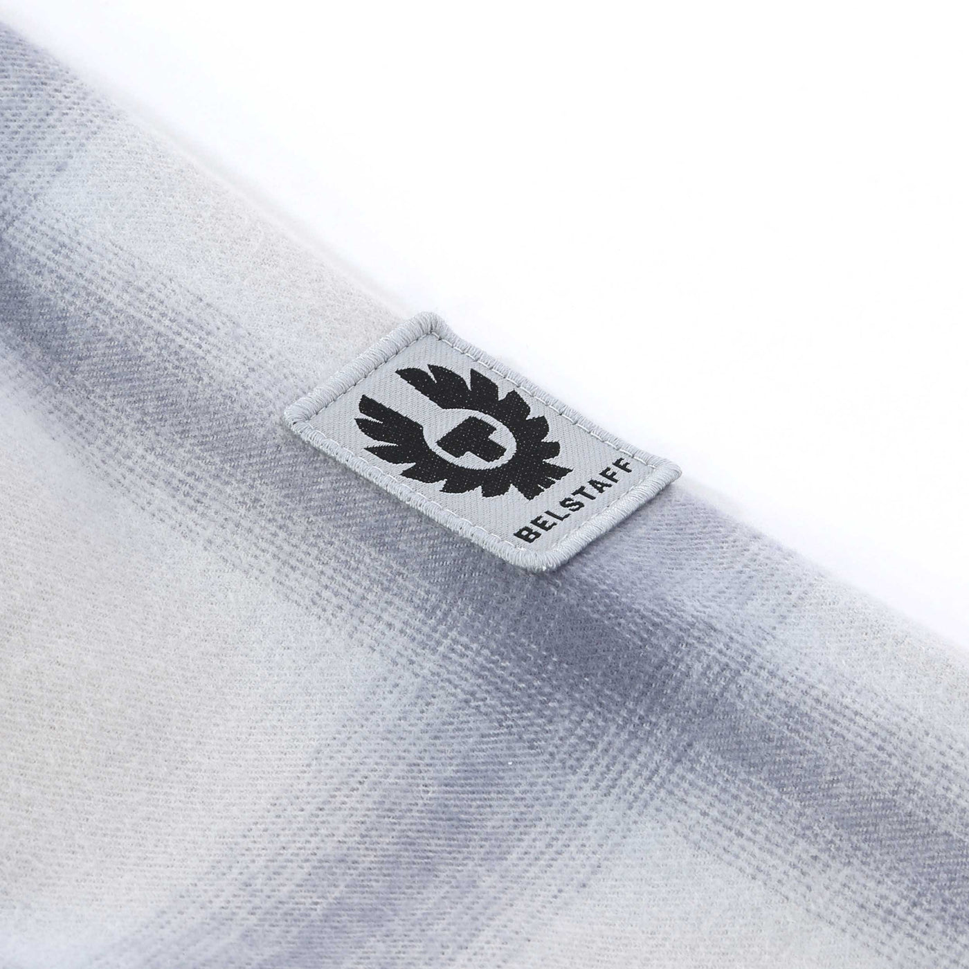 Belstaff Outpost Flannel Shirt in Silver Birch & Quarry Blue Logo