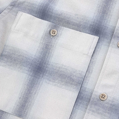 Belstaff Outpost Flannel Shirt in Silver Birch & Quarry Blue Pocket
