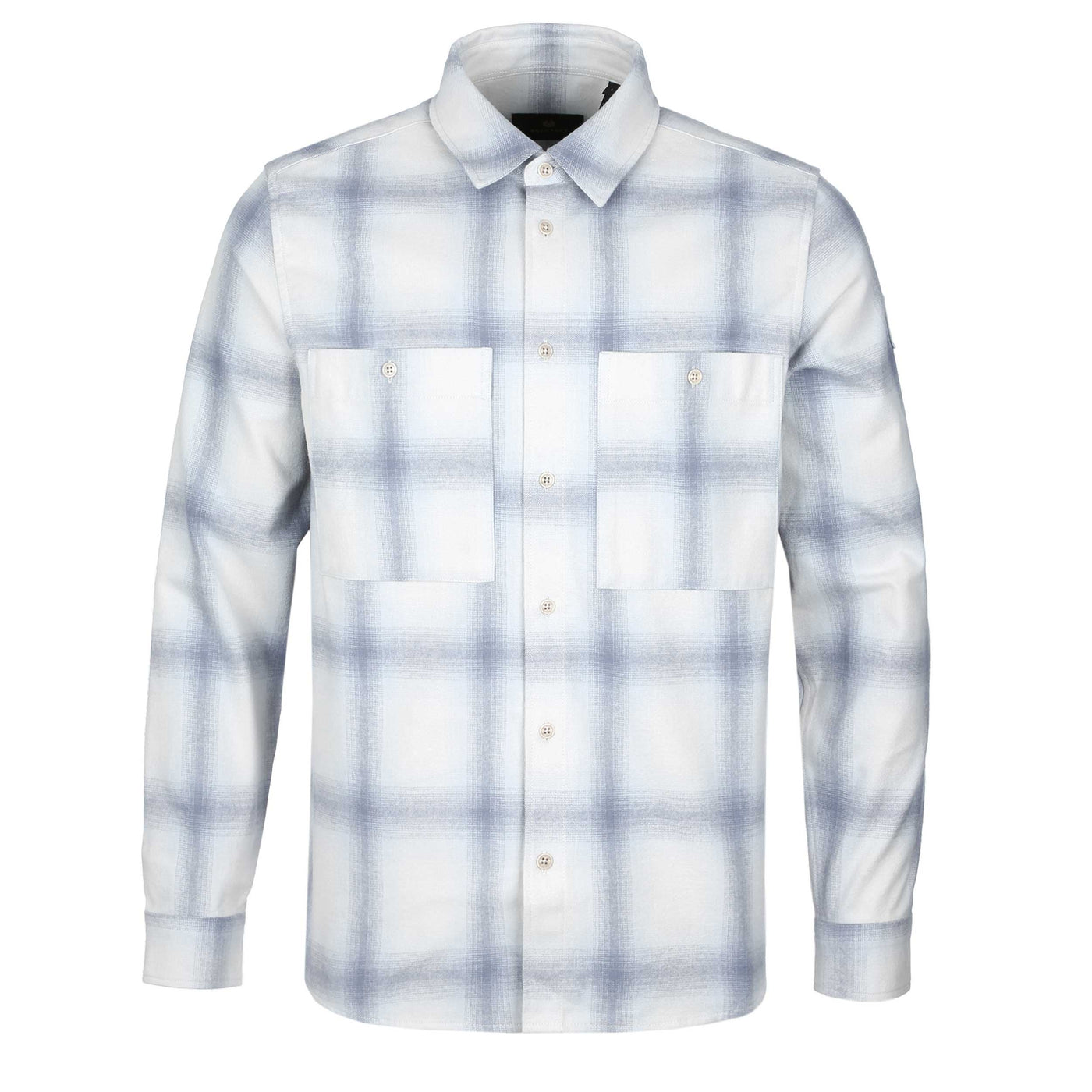 Belstaff Outpost Flannel Shirt in Silver Birch & Quarry Blue