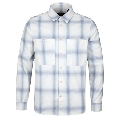 Belstaff Outpost Flannel Shirt in Silver Birch & Quarry Blue