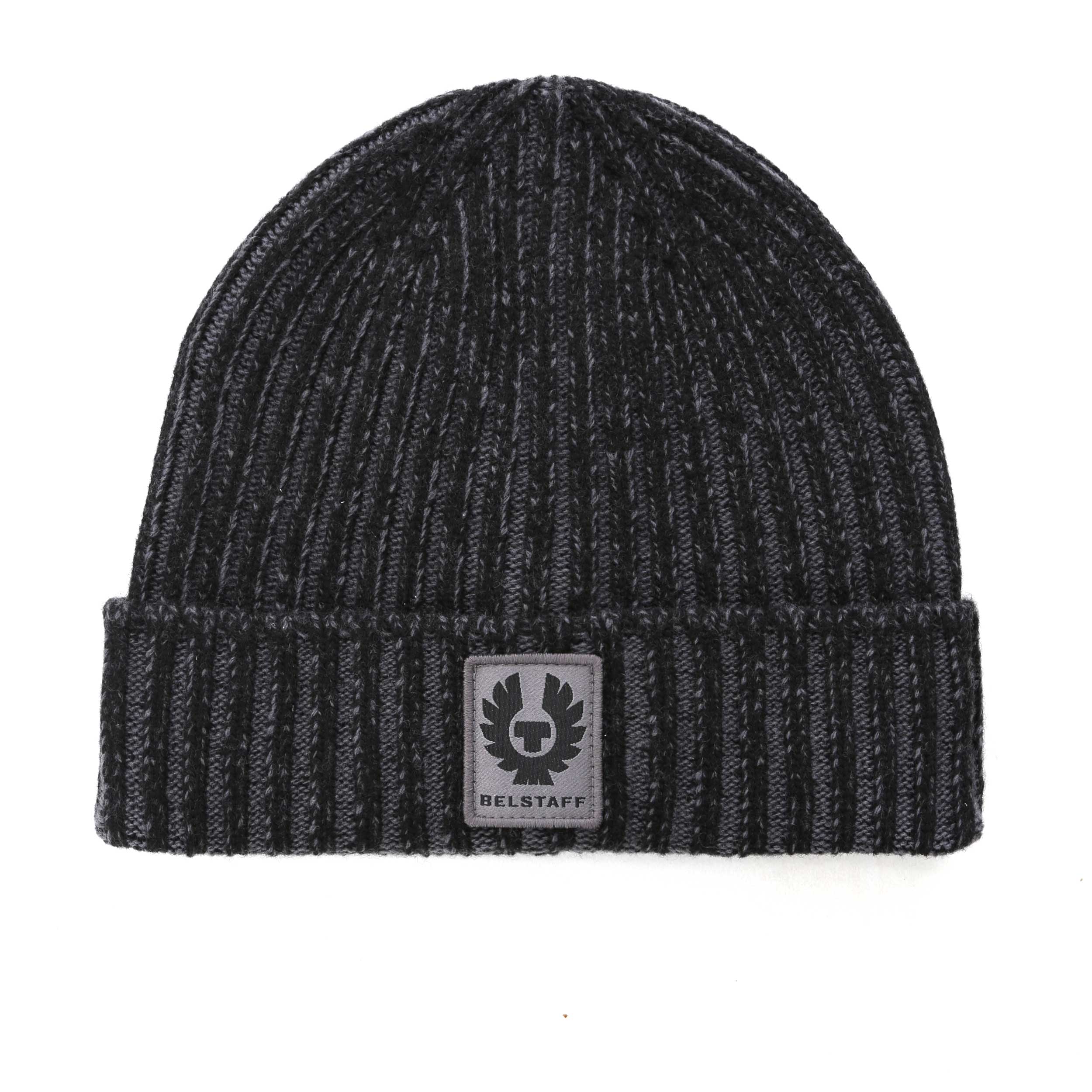 Belstaff Plated Watch Beanie Hat in Black & Tornado Grey