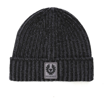 Belstaff Plated Watch Beanie Hat in Black & Tornado Grey