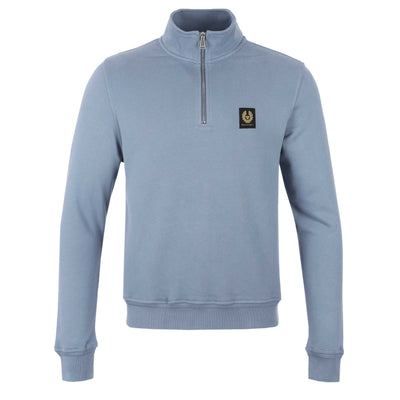 Belstaff Quarter Zip Sweat Top Blue Flint Front