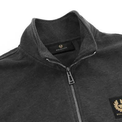 Belstaff Quarter Zip Sweat Top in Charcoal Heather Placket